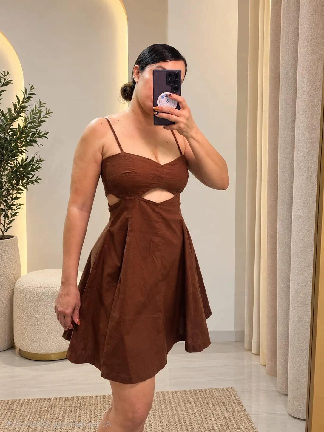 Vestido Cut-Out Lino Terracota